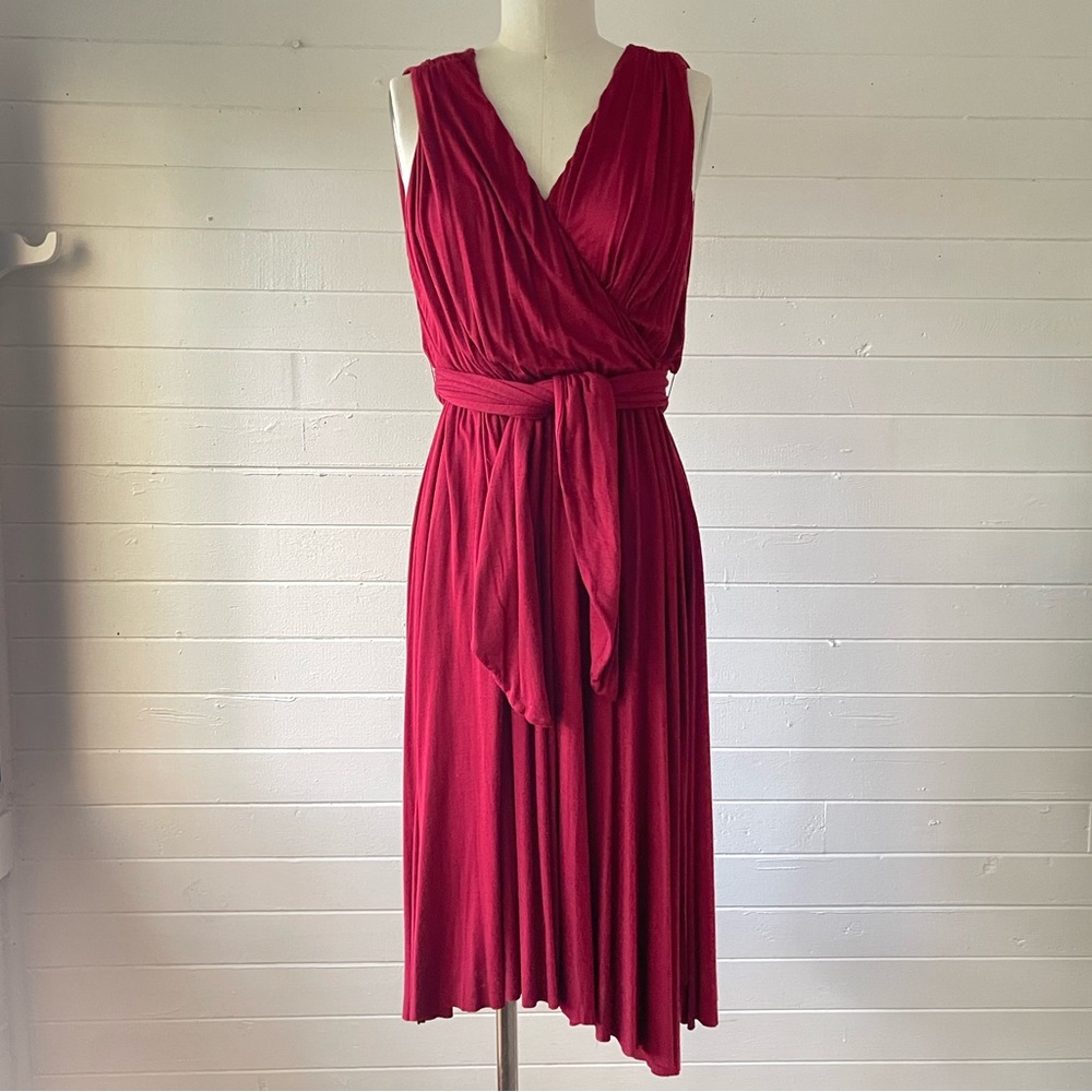 Gorgeous TRYBE Crimson Red Sleeveless Wrap Dress with Belt, Size M